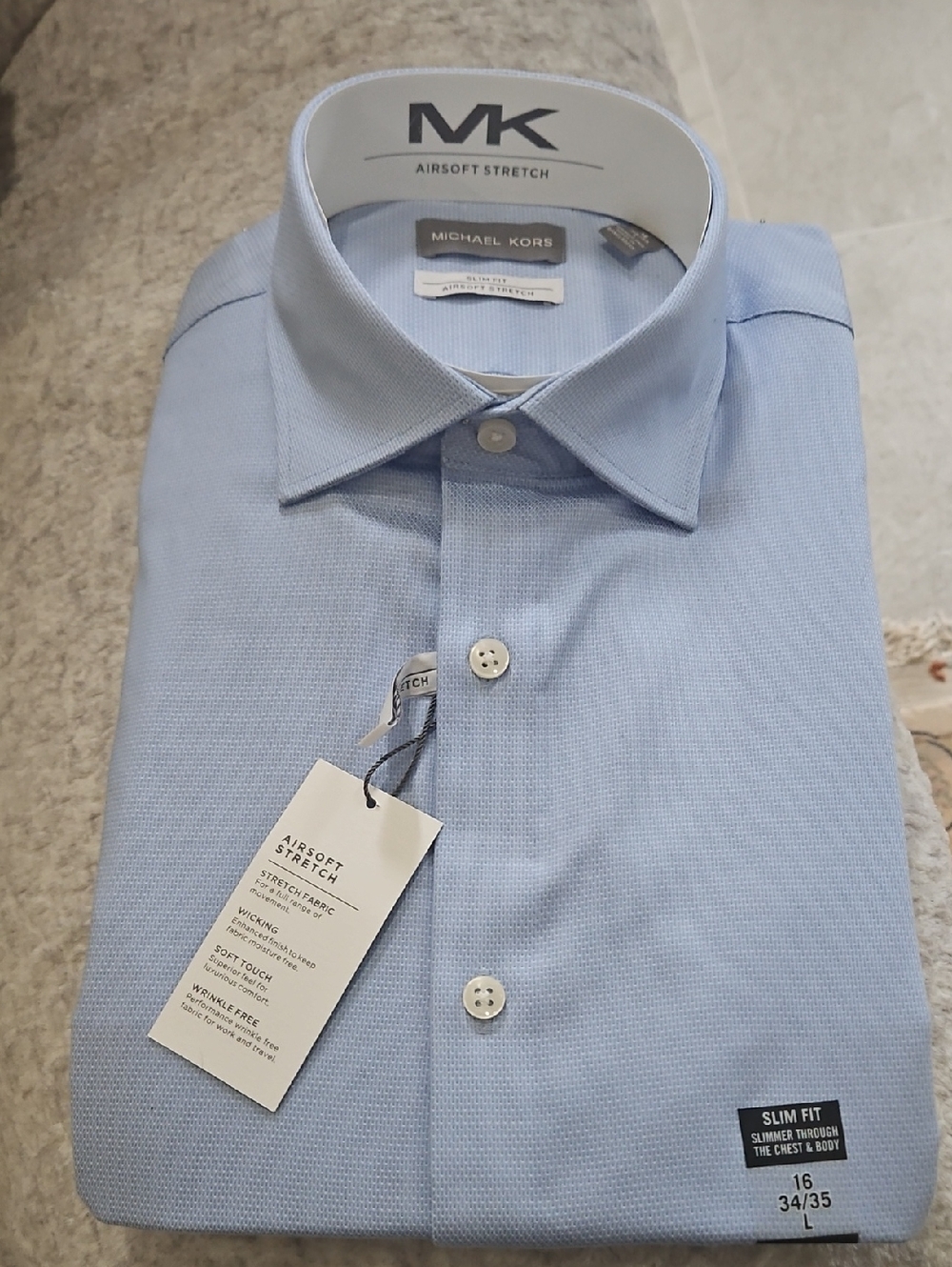 Michael Kors Light Blue Men's Dress Shirt Slim Fit